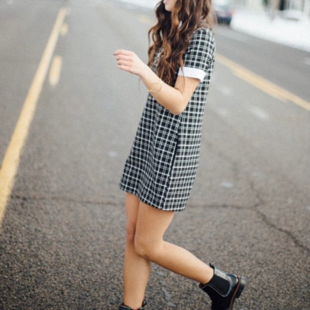 Zara Winter Plaid Peter Pan Collar Mini Dress Sz M - Picture 2 of 8